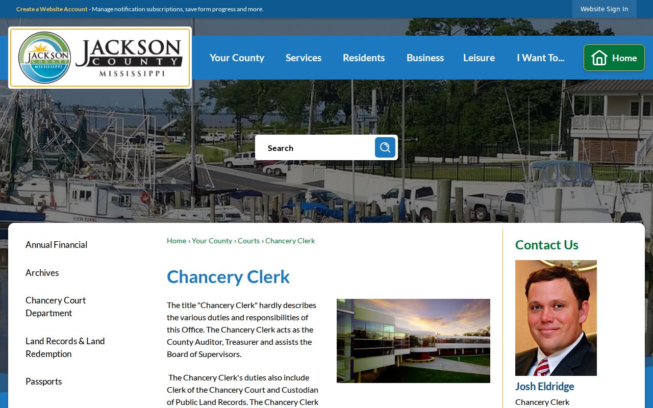 Jackson County court docket Chancery Clerk records office